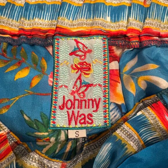 Johnny Was Silk Pants Blue Floral Size Small - Picture 7 of 8